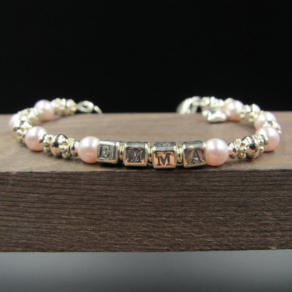 7" Sterling Silver Emma Name Bracelet Vintage